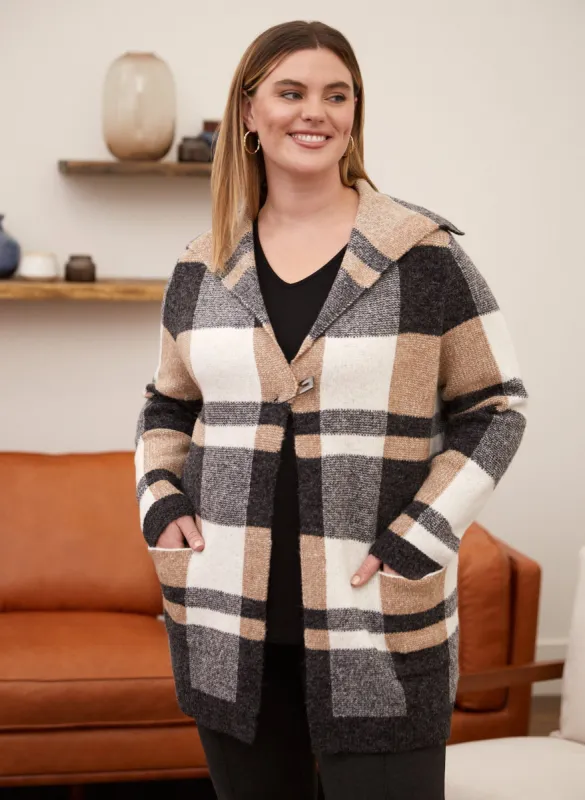 Plaid Motif Cardigan sold by Laura