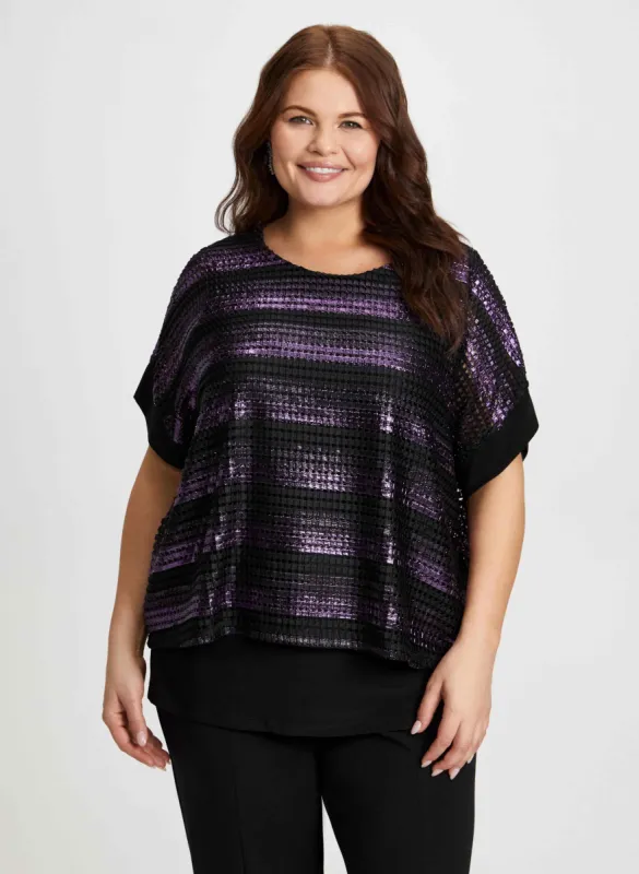 Metallic Stripe Motif Crochet Top sold by Laura