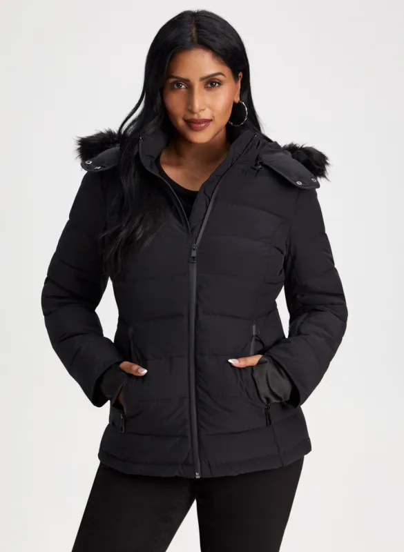 Stretch Recycled Vegan Down Coat sold by Laura