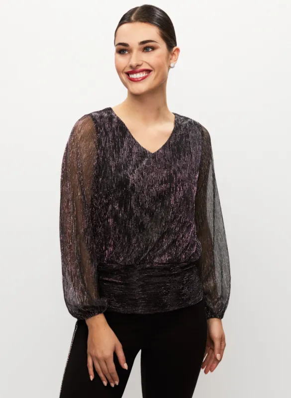 Crinkle Effect Metallic Blouson sold by Laura