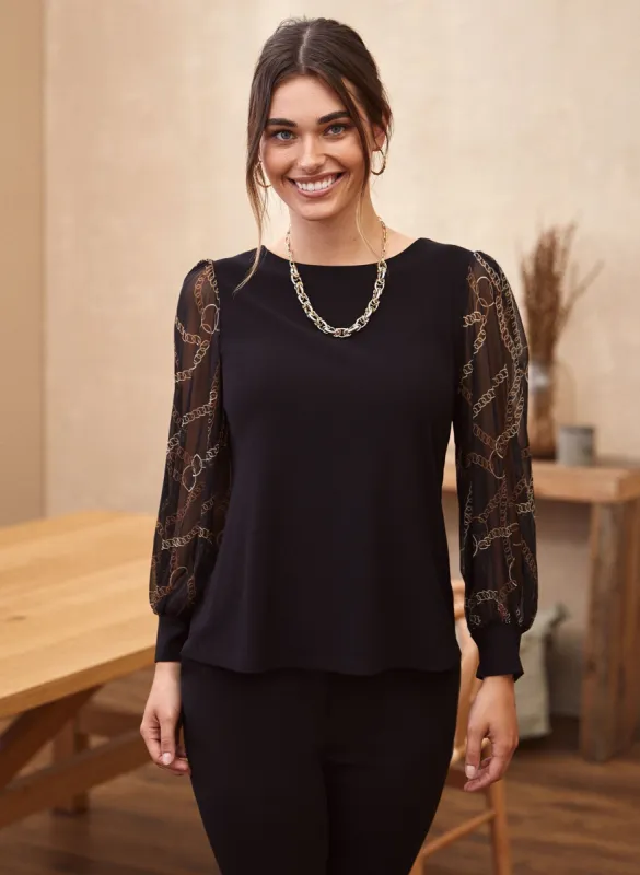 Chain Print Sleeve Top sold by Laura