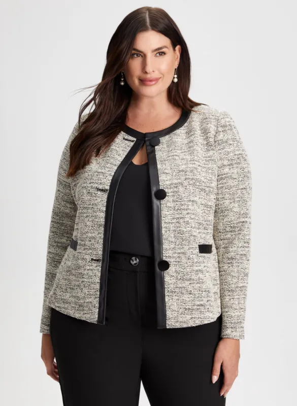 Contrast Trim Bouclé Jacket sold by Laura