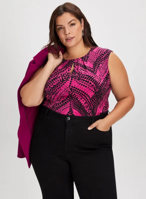 Sleeveless Abstract Dot Print Top sold by Laura