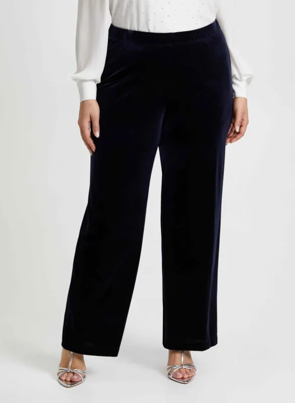 Pull-On Wide Leg Velour Pants sold by Laura