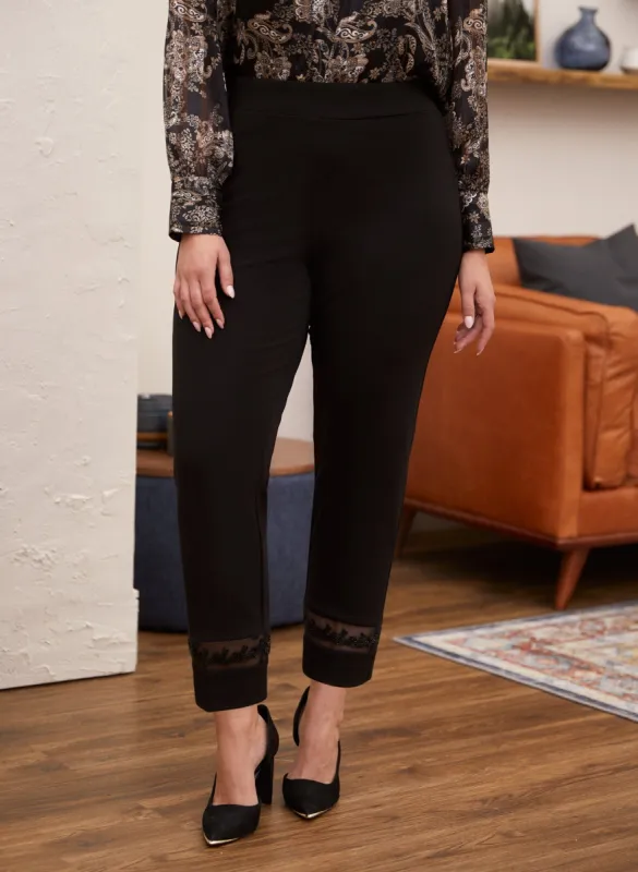 Straight Leg Mesh Detail Pants sold by Laura