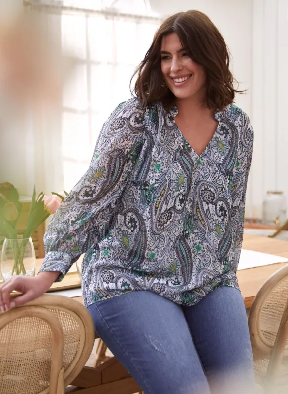 Paisley Print Long Sleeve Blouse sold by Laura