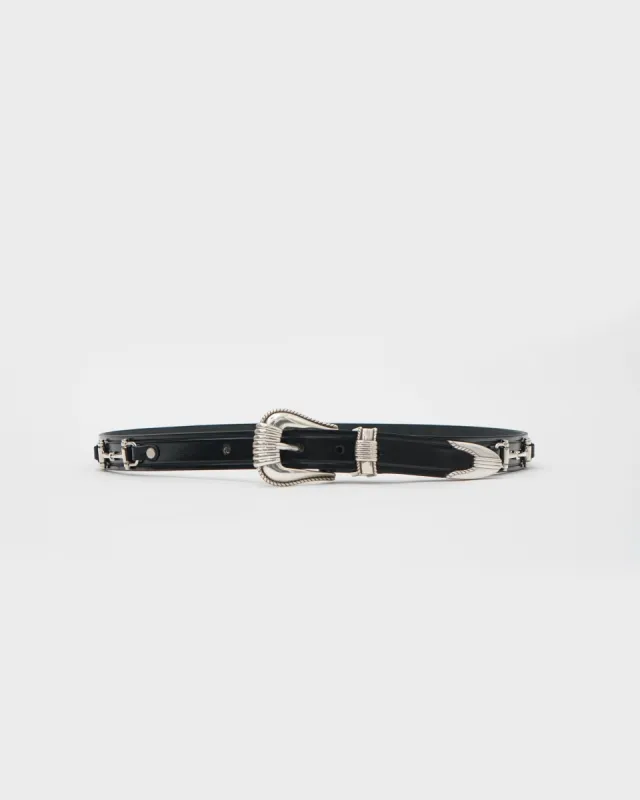 Western Silver Buckle Set Leather Belt made by Tory Leather