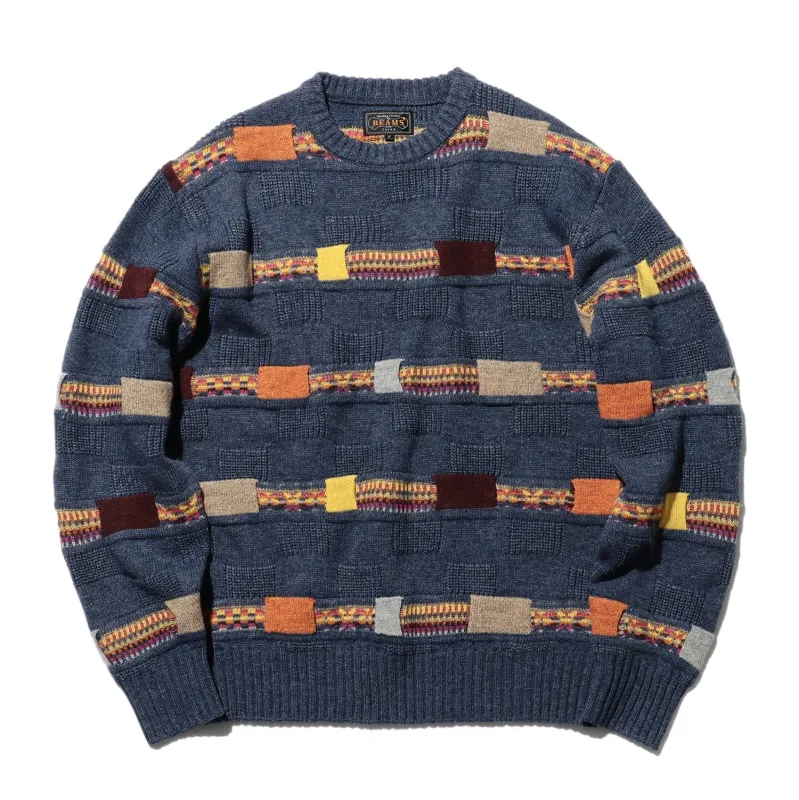 Jacquard Fair Isle Stripe 5G Crew sold by Pilgrim Surf + Supply
