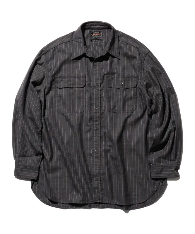 WORK Uniform Serge Pin Stripe Shirt sold by Pilgrim Surf + Supply
