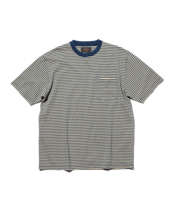 Indigo Stripe Pocket Tee made by BEAMS PLUS