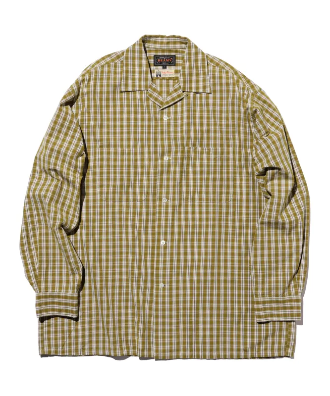 Open Collar 80/2 Madras Shirt made by BEAMS PLUS