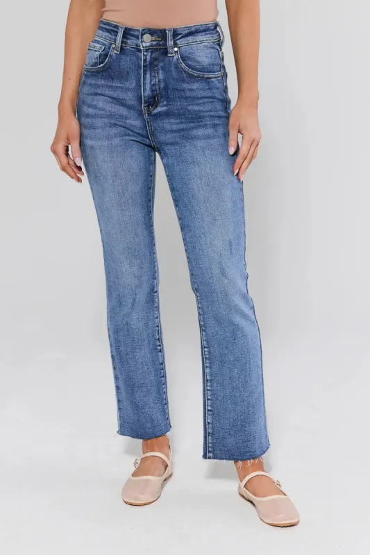Aliyah Light Wash Kick Flare Jeans made by Risen
