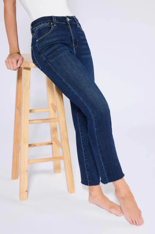 Becca Dark Wash Kick Flare Jeans made by Risen