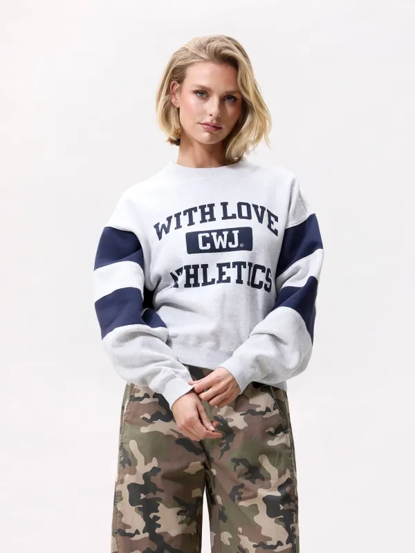 Sporty graphic sweater | Light Grey Melange made by Catwalk Junkie