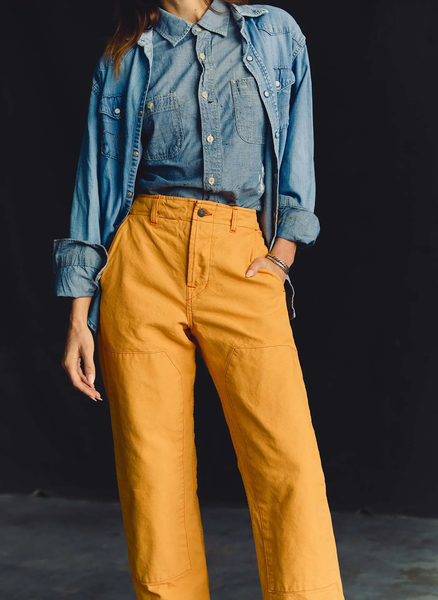 clarke canvas workpant in marigold sold by Imogene + Willie product image thumbnail 2