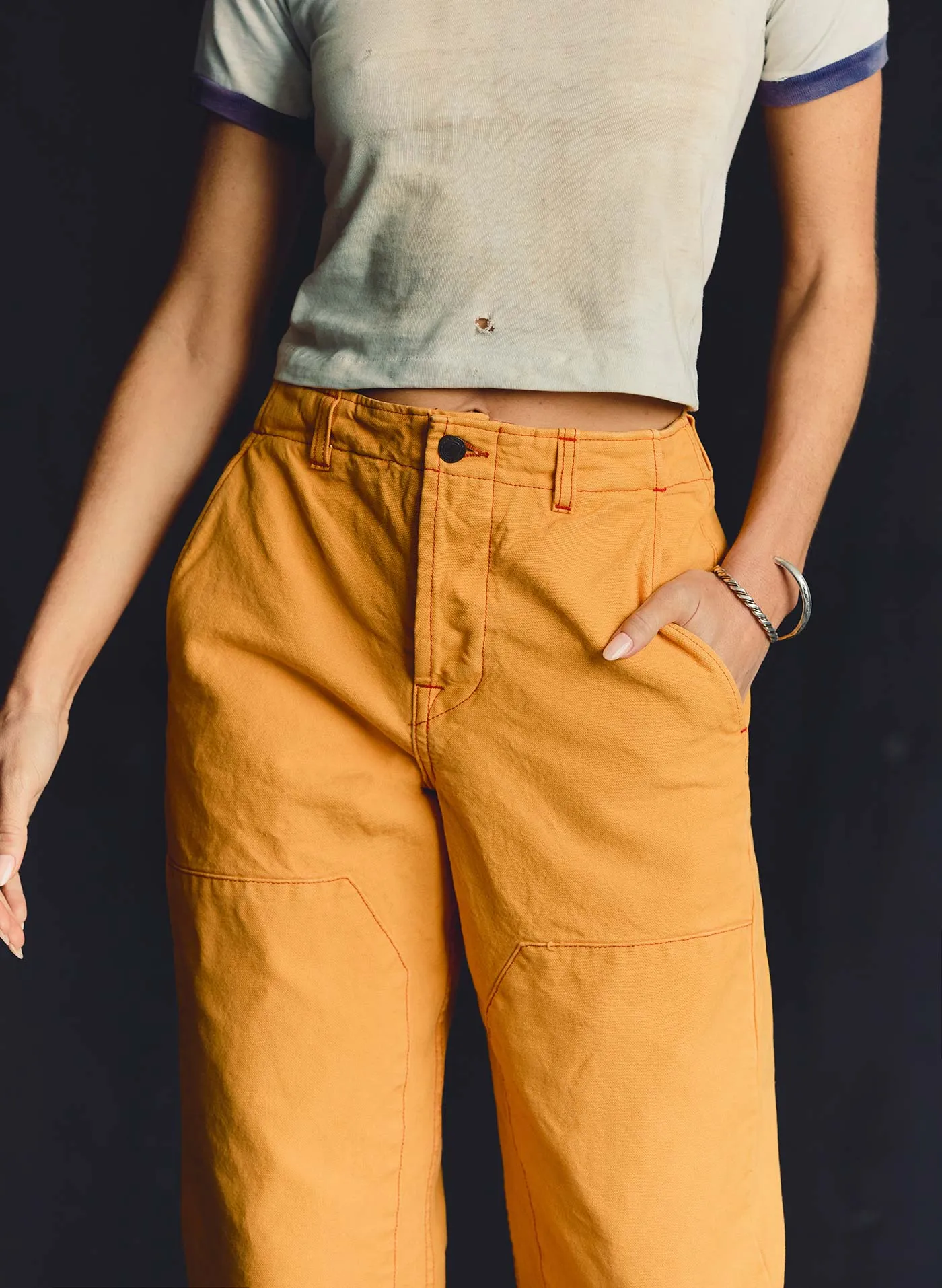 clarke canvas workpant in marigold sold by Imogene + Willie product image thumbnail 3