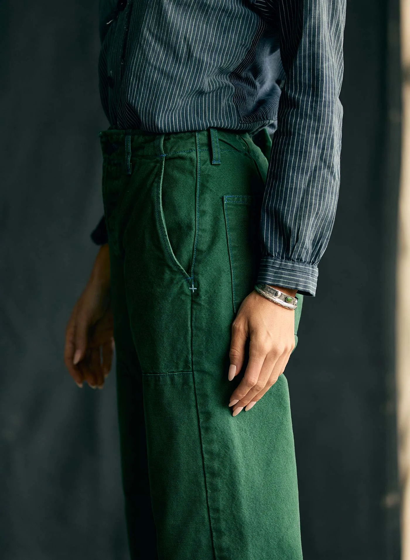 clarke canvas workpant in spruce sold by Imogene + Willie product image thumbnail 5