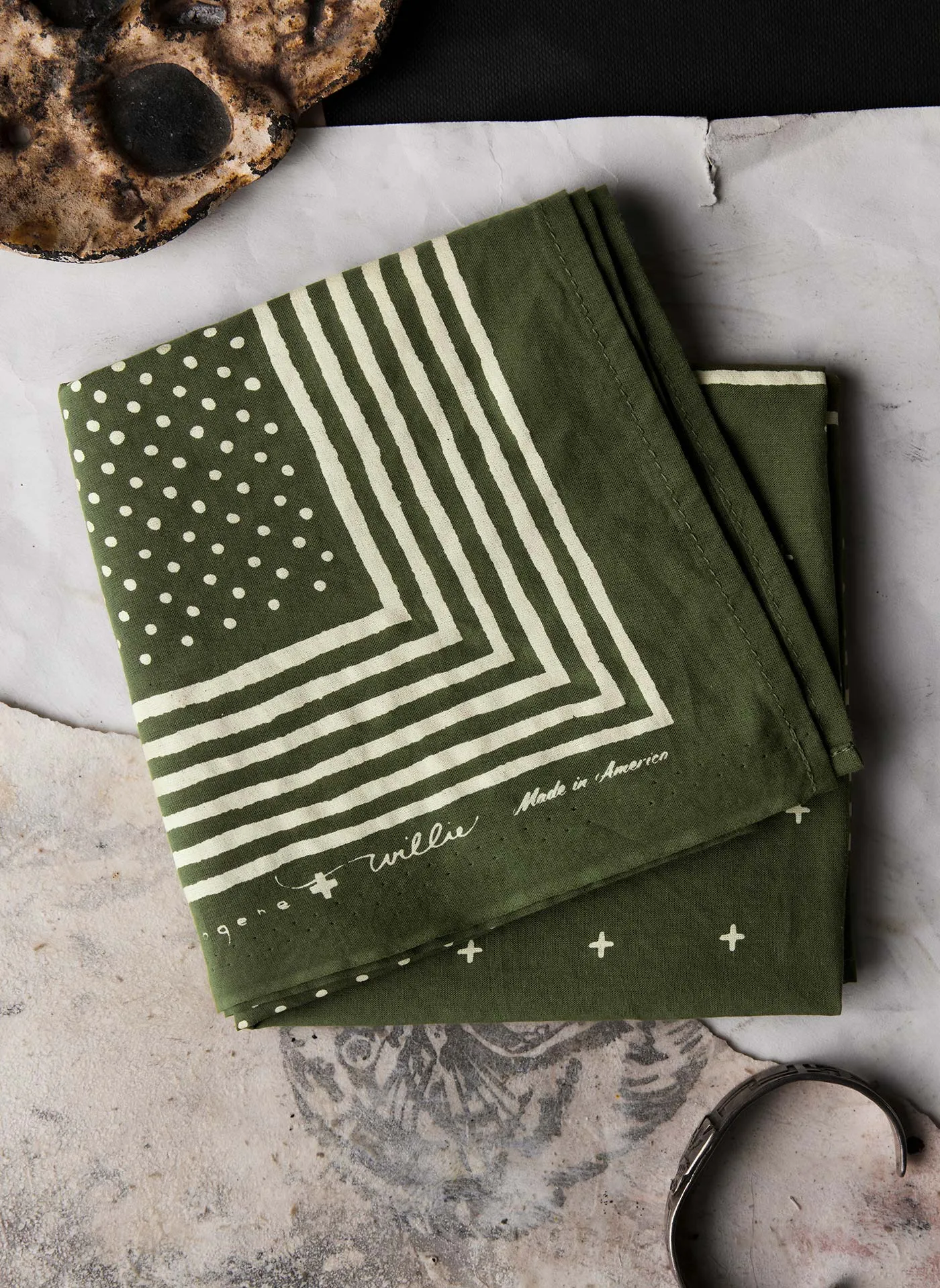 i+w vintage olive bandana v2 sold by Imogene + Willie