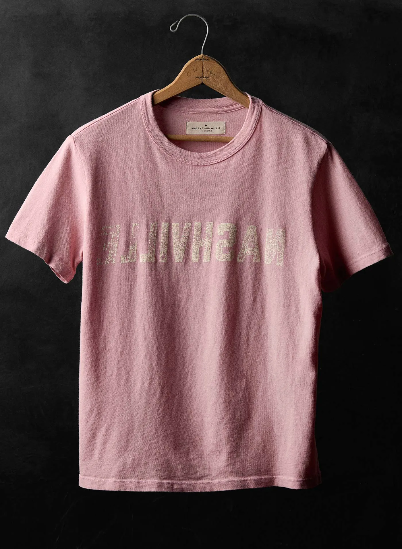 the "nashville" tee in pink sold by Imogene + Willie