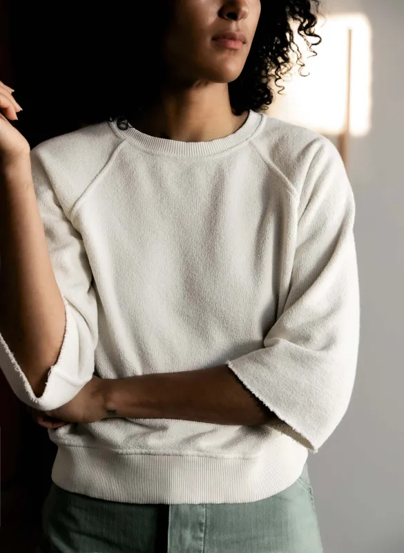 the cut sleeve sweatshirt in natural sold by Imogene + Willie