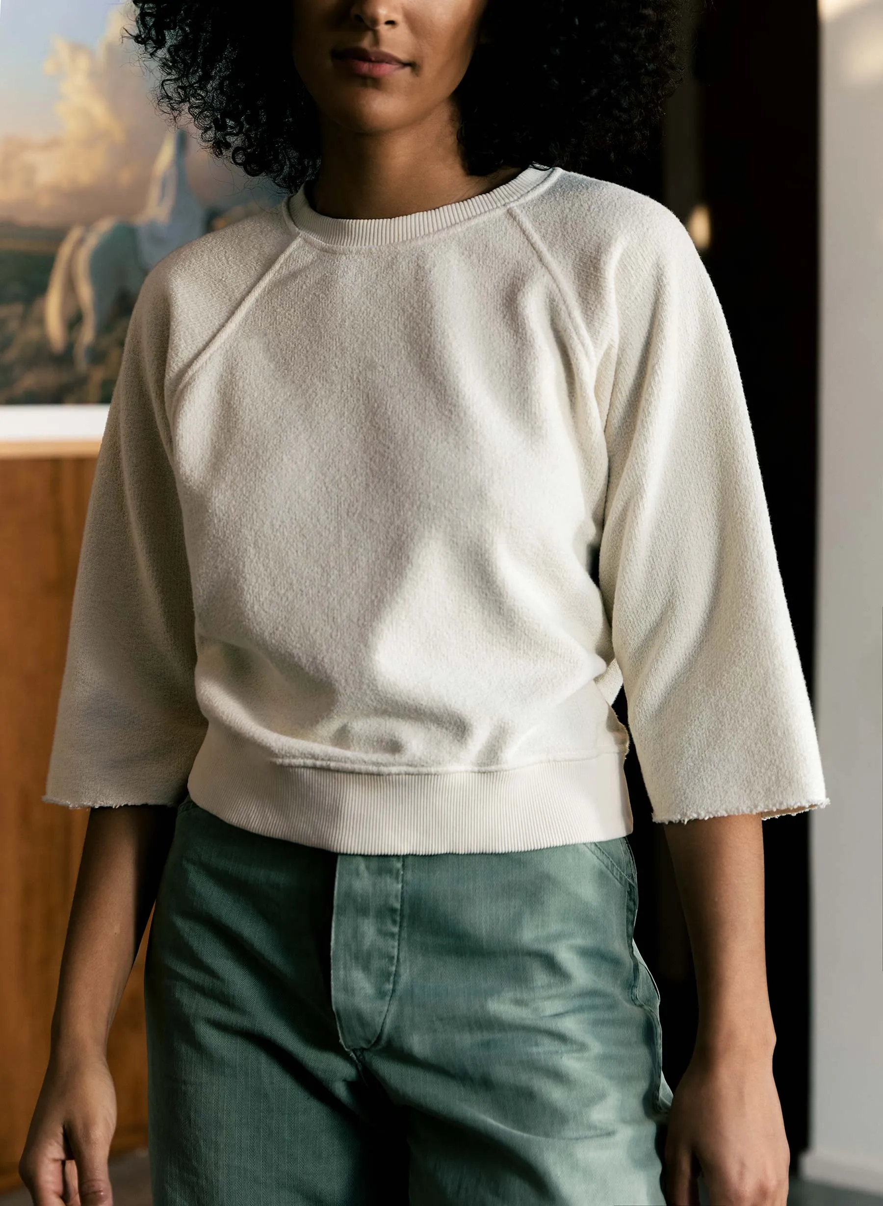 the cut sleeve sweatshirt in natural sold by Imogene + Willie product image thumbnail 3