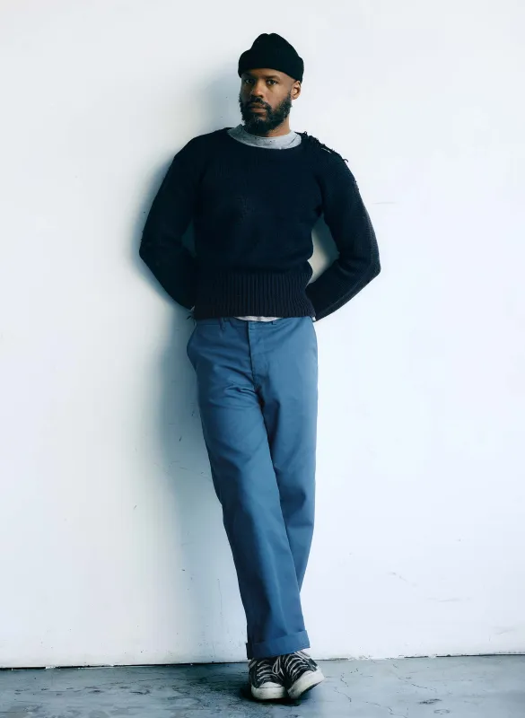 oceanside relaxed pant in postman blue sold by Imogene + Willie