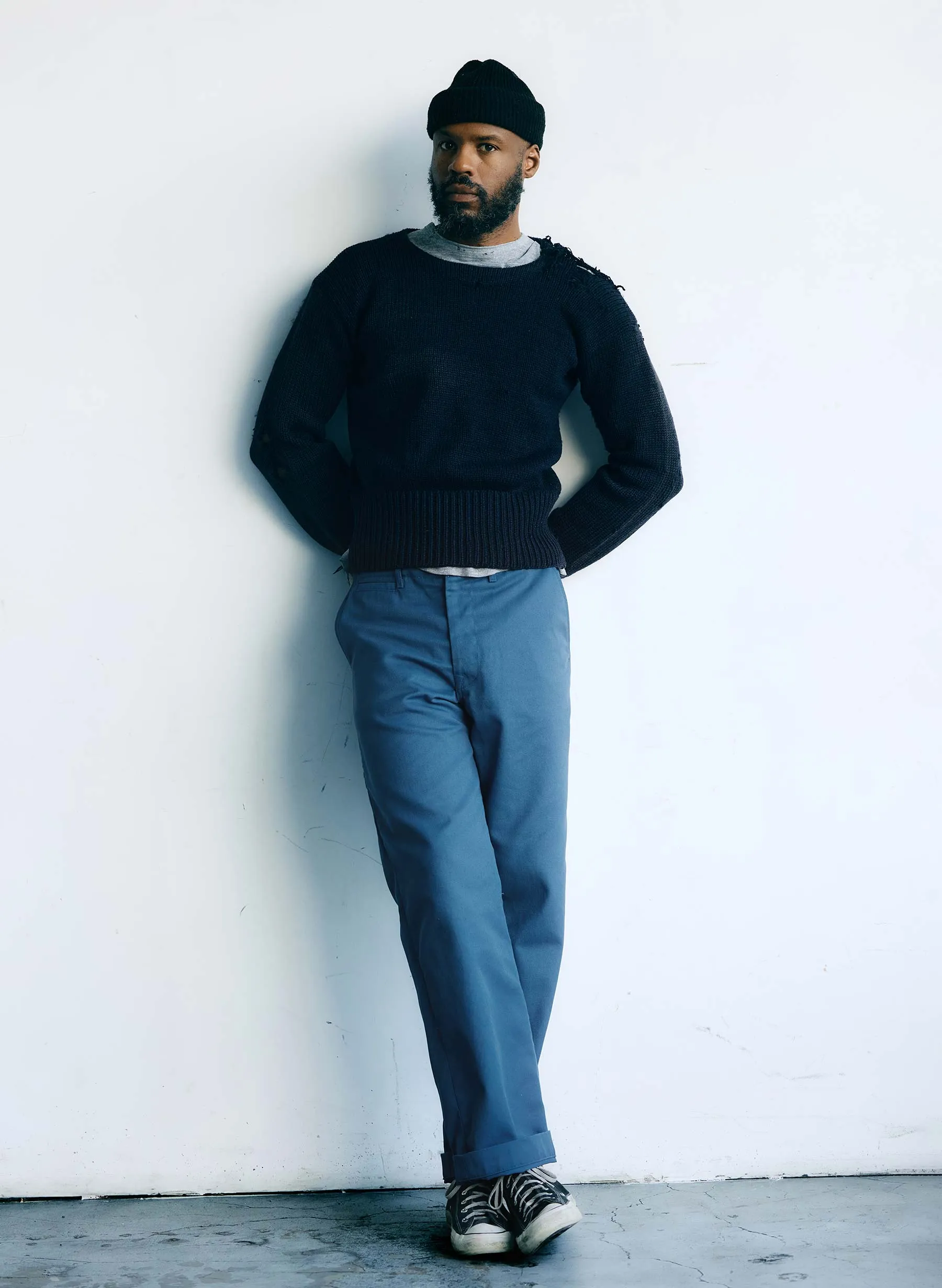 oceanside relaxed pant in postman blue sold by Imogene + Willie