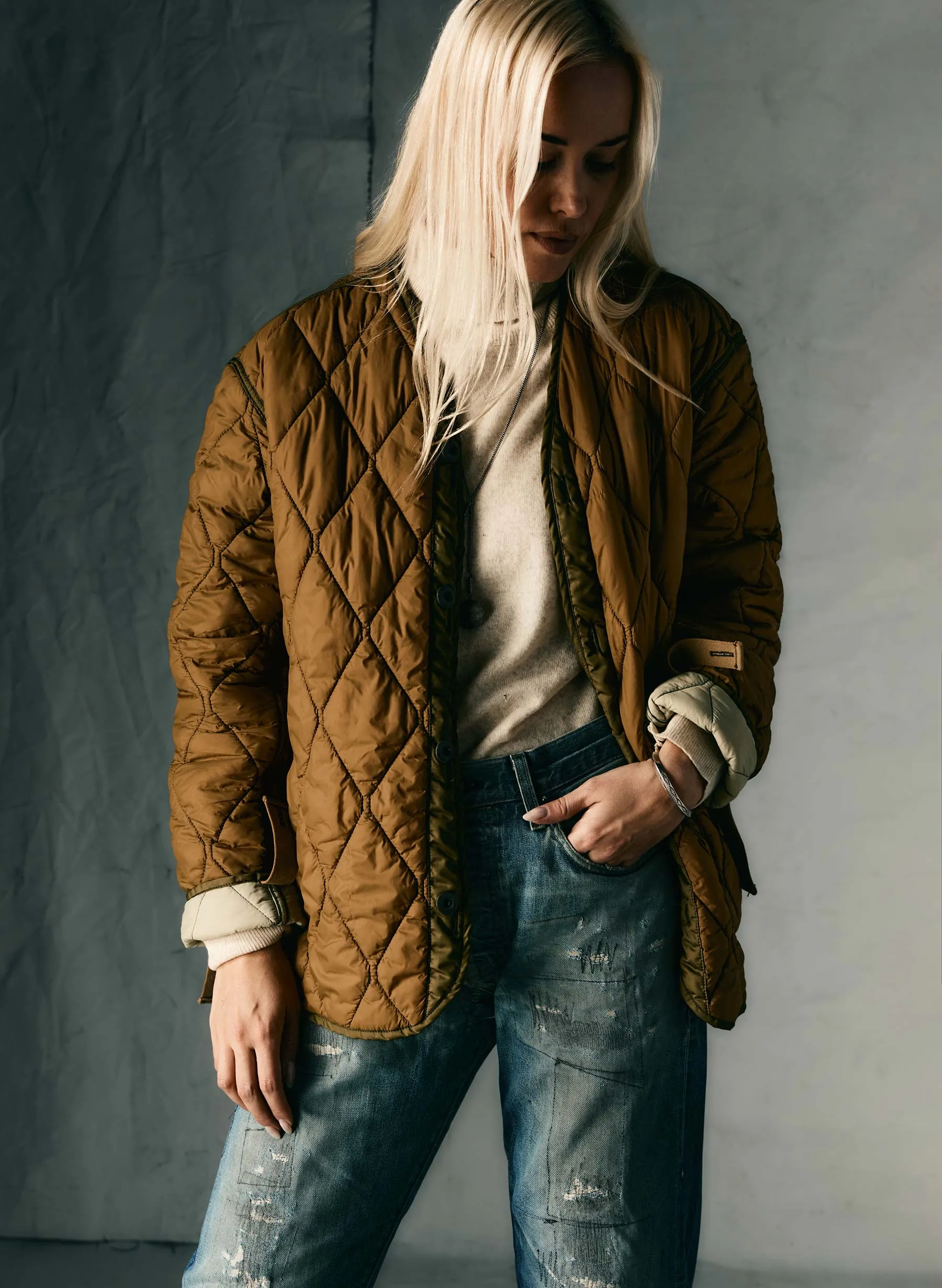 the quilted liner jacket sold by Imogene + Willie