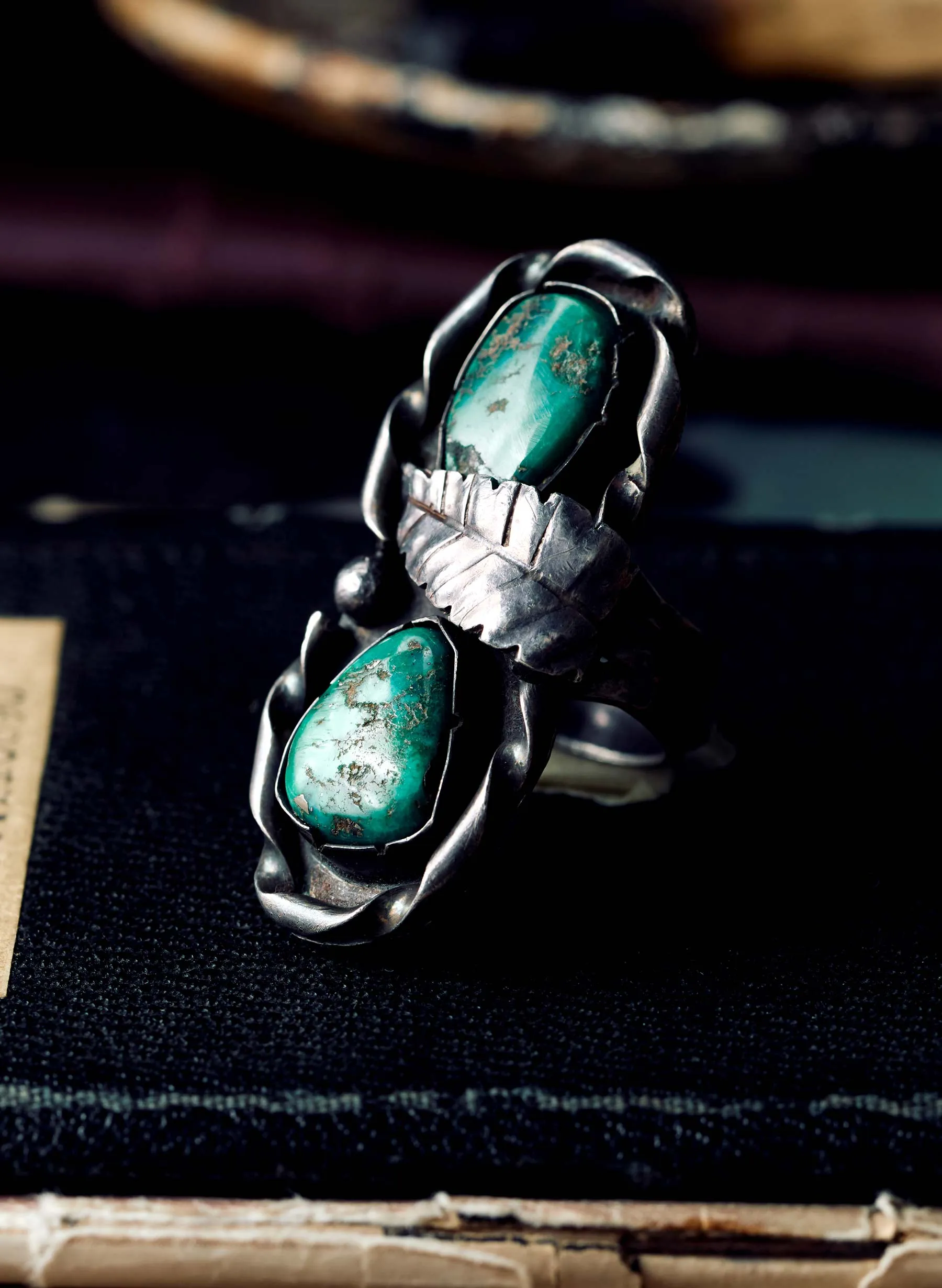 vintage navajo two stone ring sold by Imogene + Willie