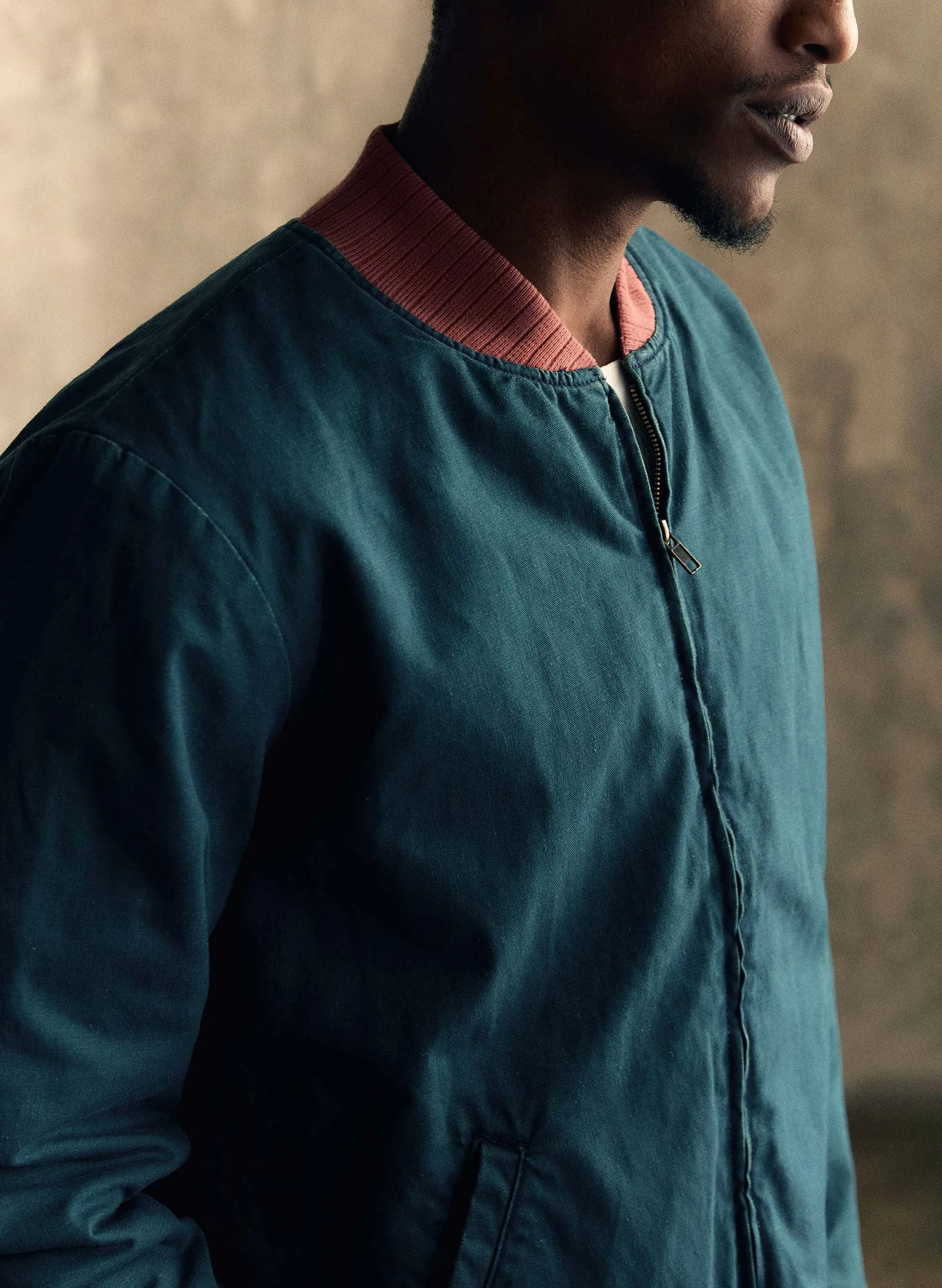 quilt lined bomber in juniper sold by Imogene + Willie product image thumbnail 4