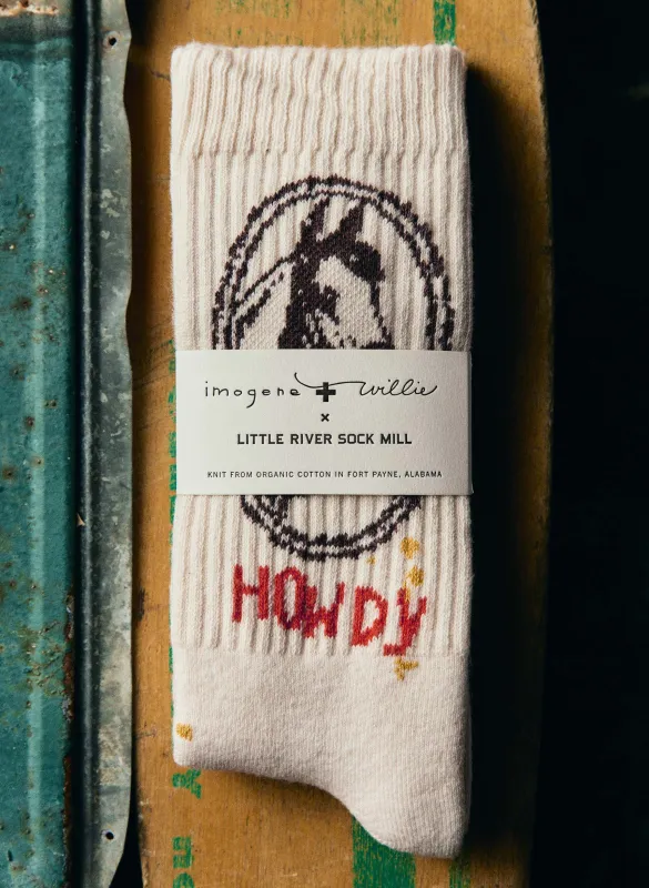 the "howdy" sock sold by Imogene + Willie