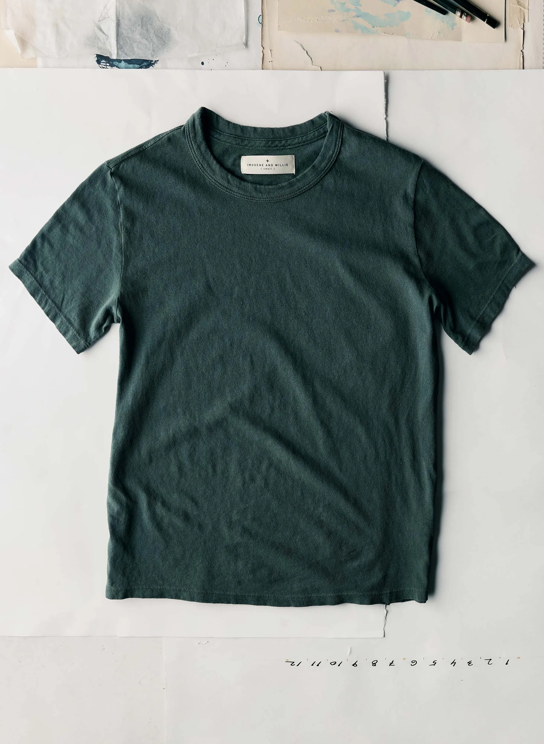 spruce knit midweight crew sold by Imogene + Willie