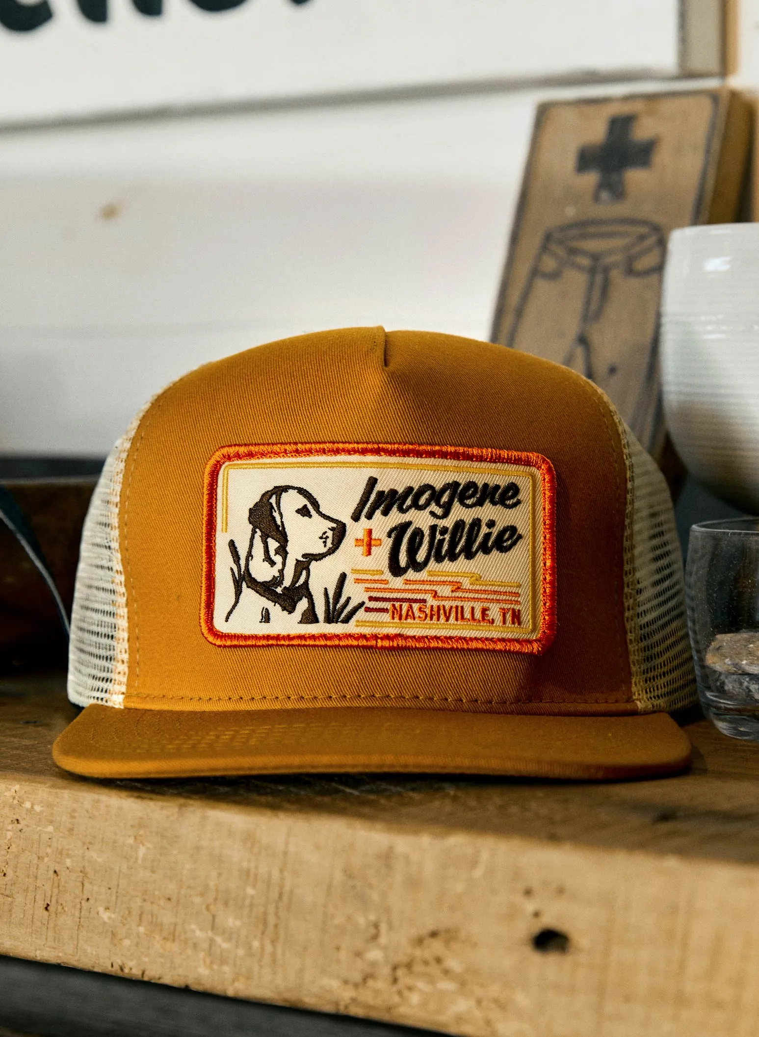 the "bird dog" trucker in gold sold by Imogene + Willie