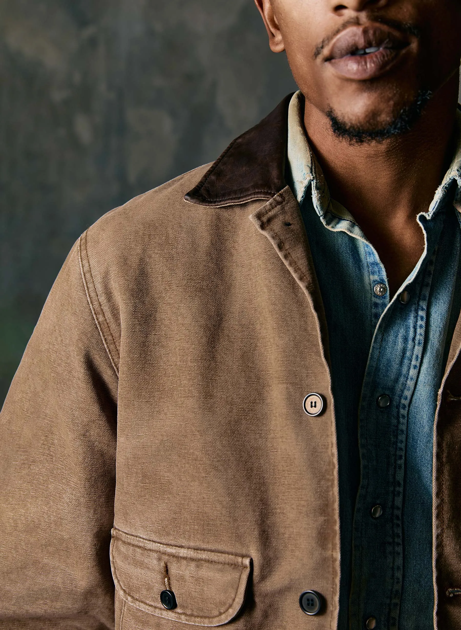 quilt lined canvas chore coat in brown sold by Imogene + Willie product image thumbnail 5