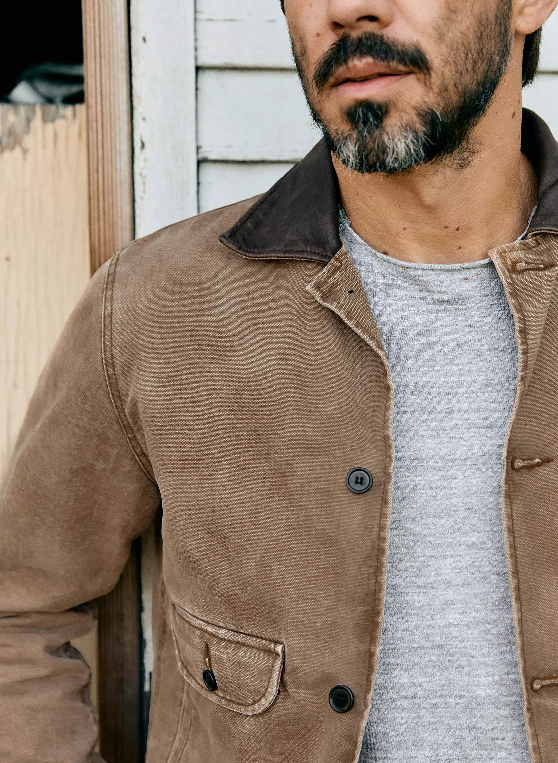 quilt lined canvas chore coat in brown sold by Imogene + Willie product image thumbnail 3