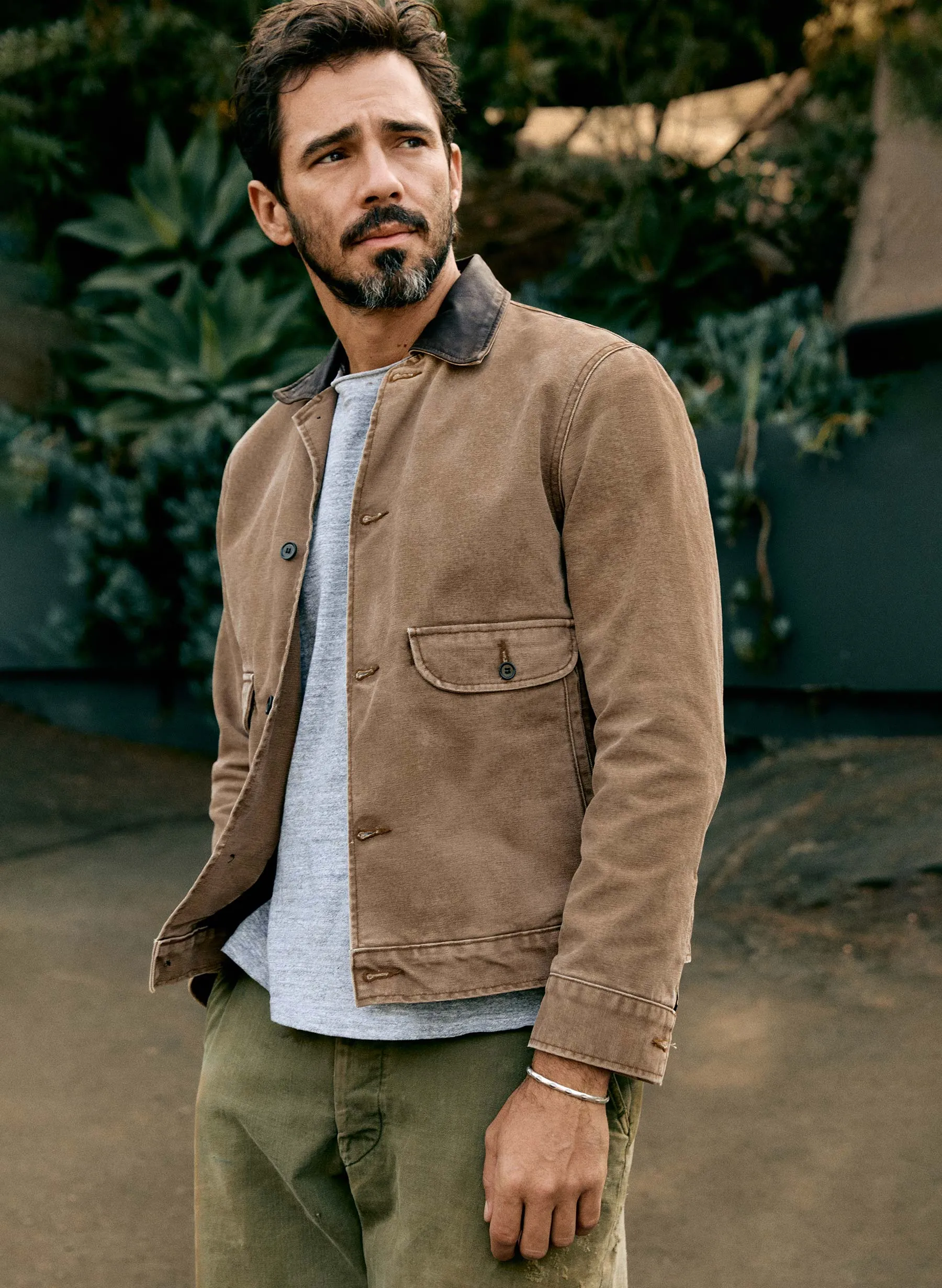 quilt lined canvas chore coat in brown sold by Imogene + Willie