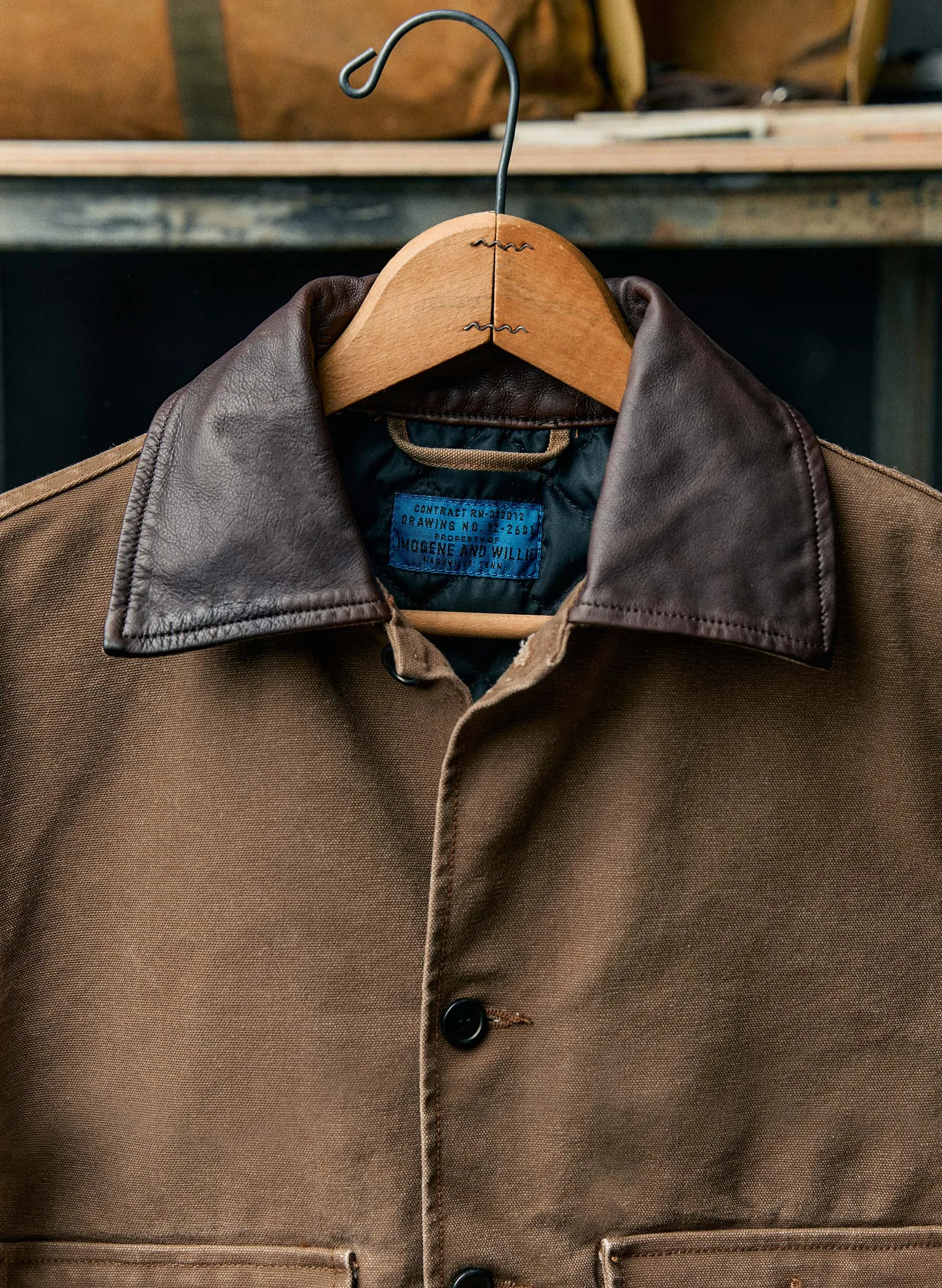 quilt lined canvas chore coat in brown sold by Imogene + Willie product image thumbnail 4