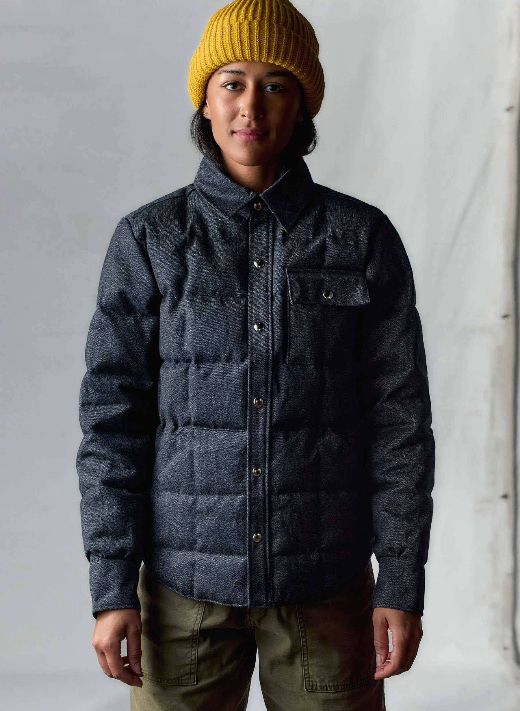i+w x crescent down works quilted jaspe jacket sold by Imogene + Willie