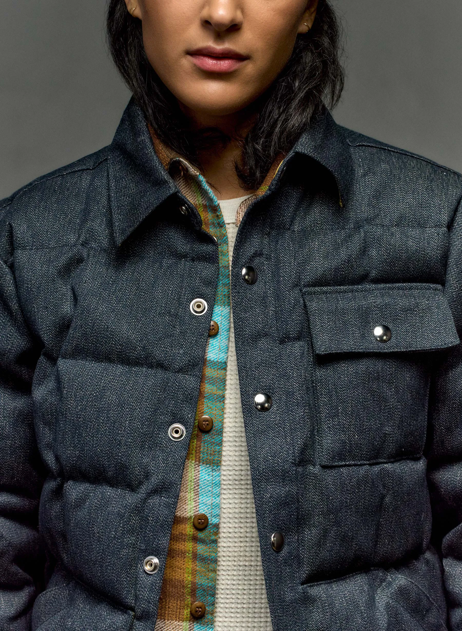 i+w x crescent down works quilted jaspe jacket sold by Imogene + Willie product image thumbnail 5