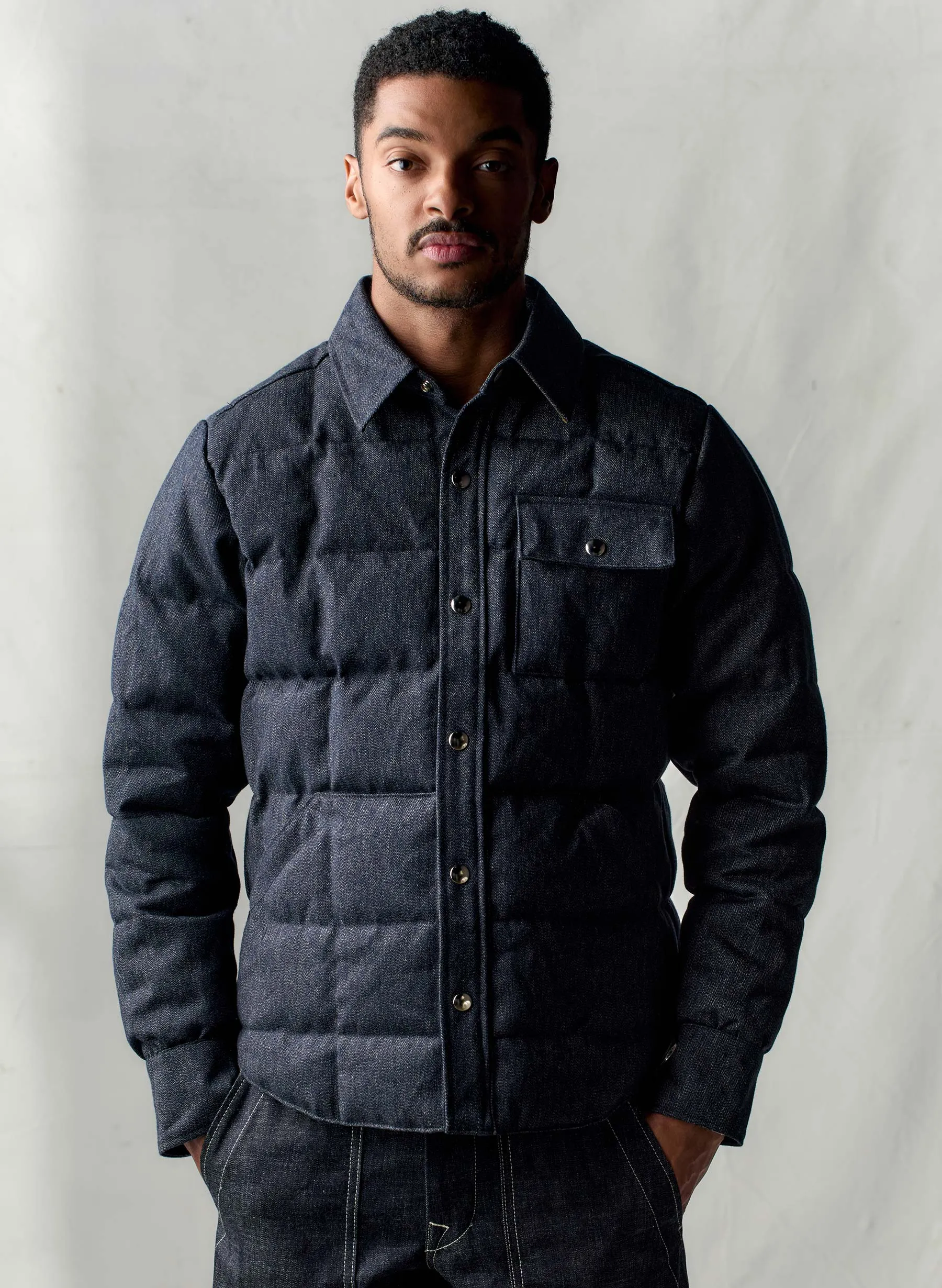 i+w x crescent down works quilted jaspe jacket sold by Imogene + Willie