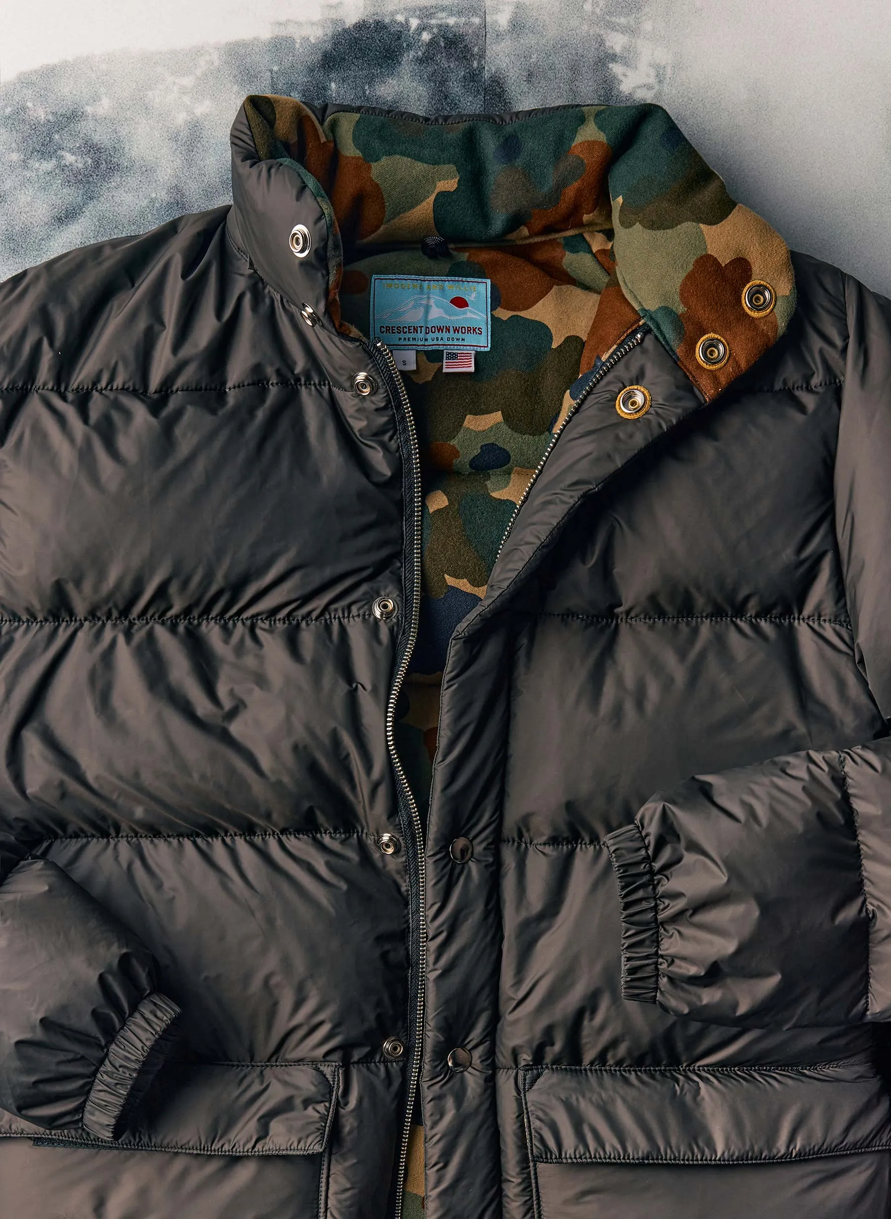 i+w x crescent down works camo lined parka sold by Imogene + Willie product image thumbnail 2