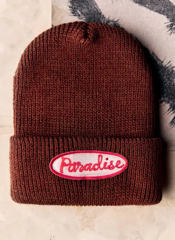 chainstitch "paradise" watch cap sold by Imogene + Willie