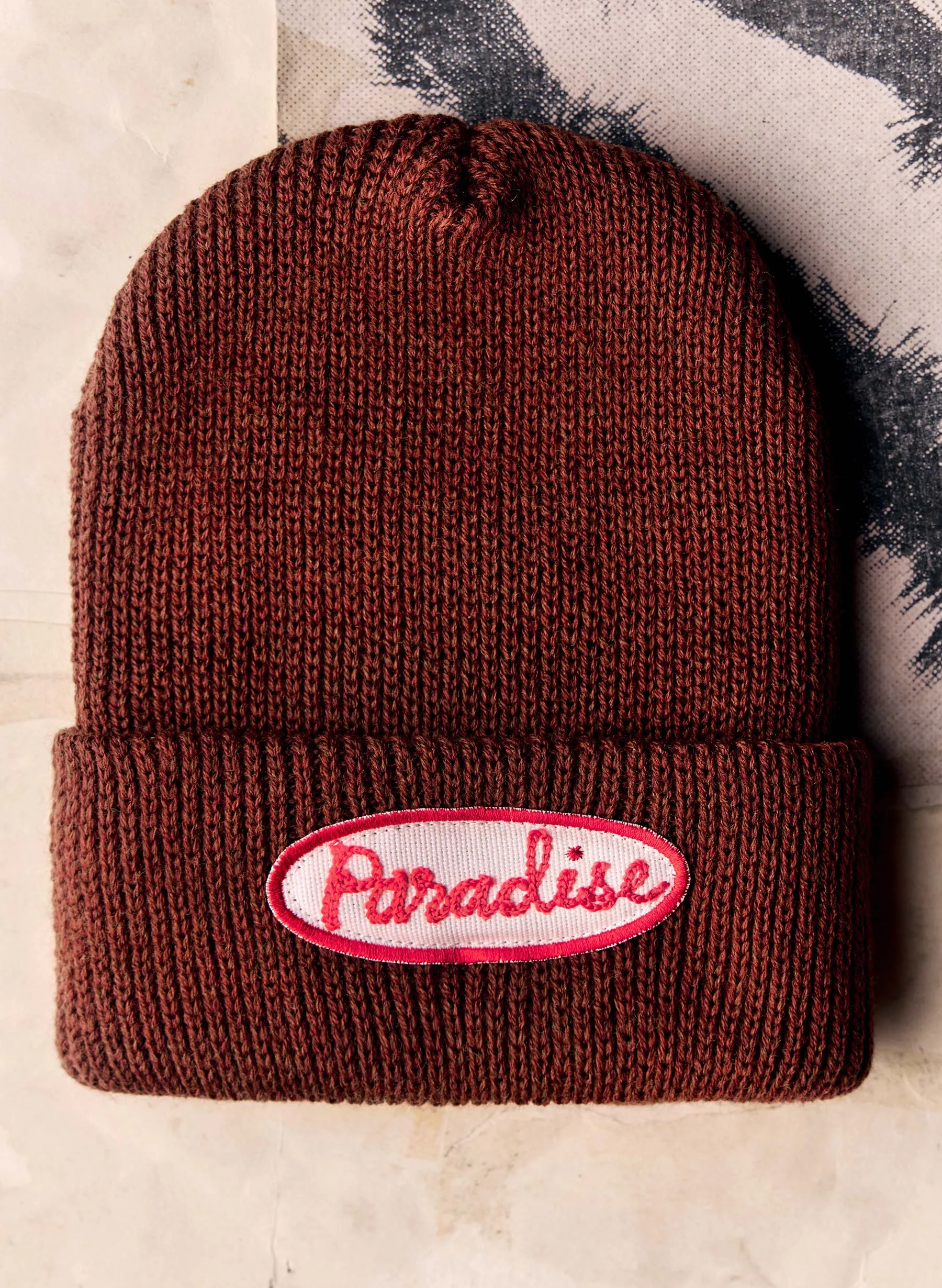 chainstitch "paradise" watch cap sold by Imogene + Willie