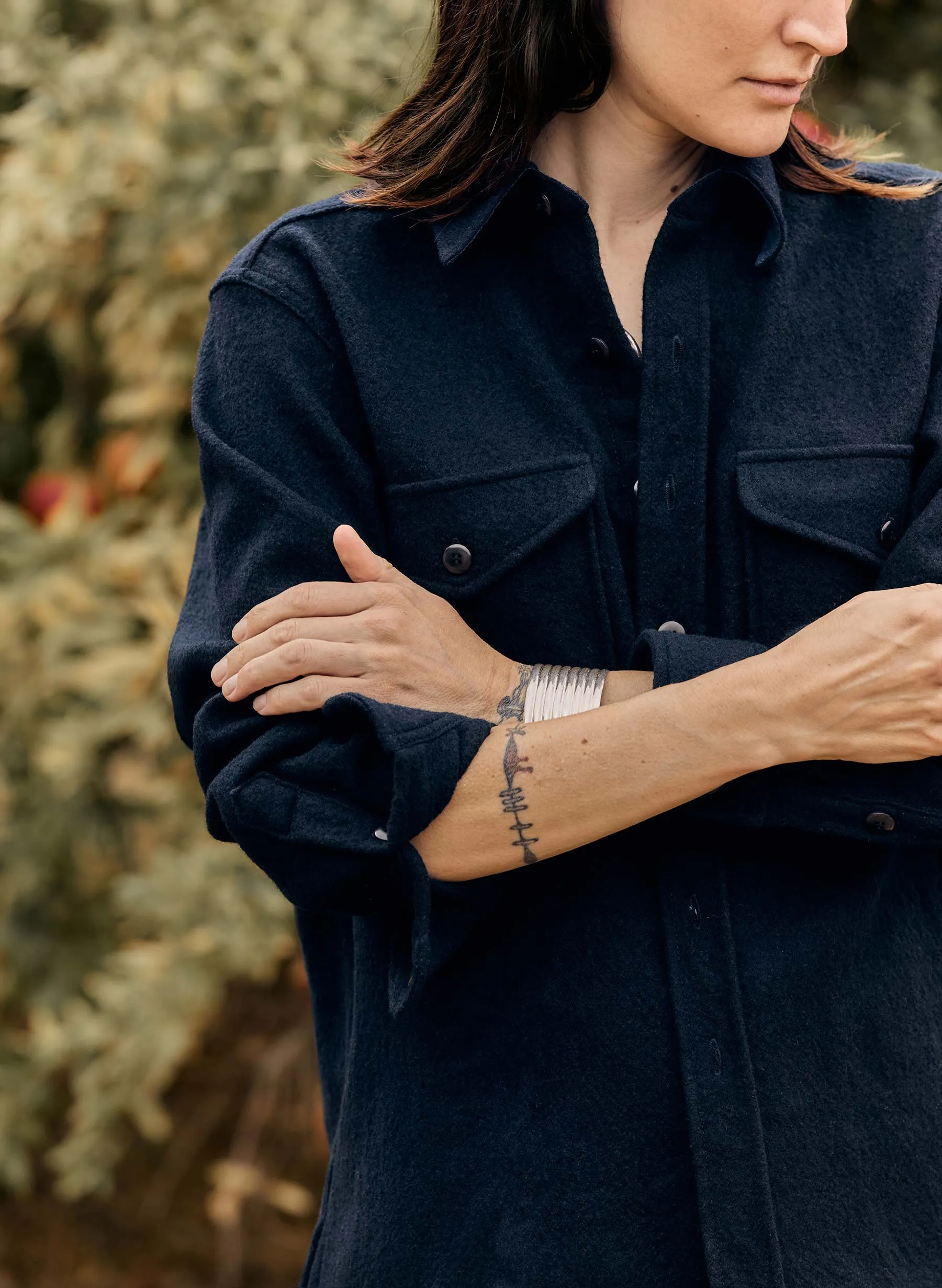 the ellie cpo in navy sold by Imogene + Willie