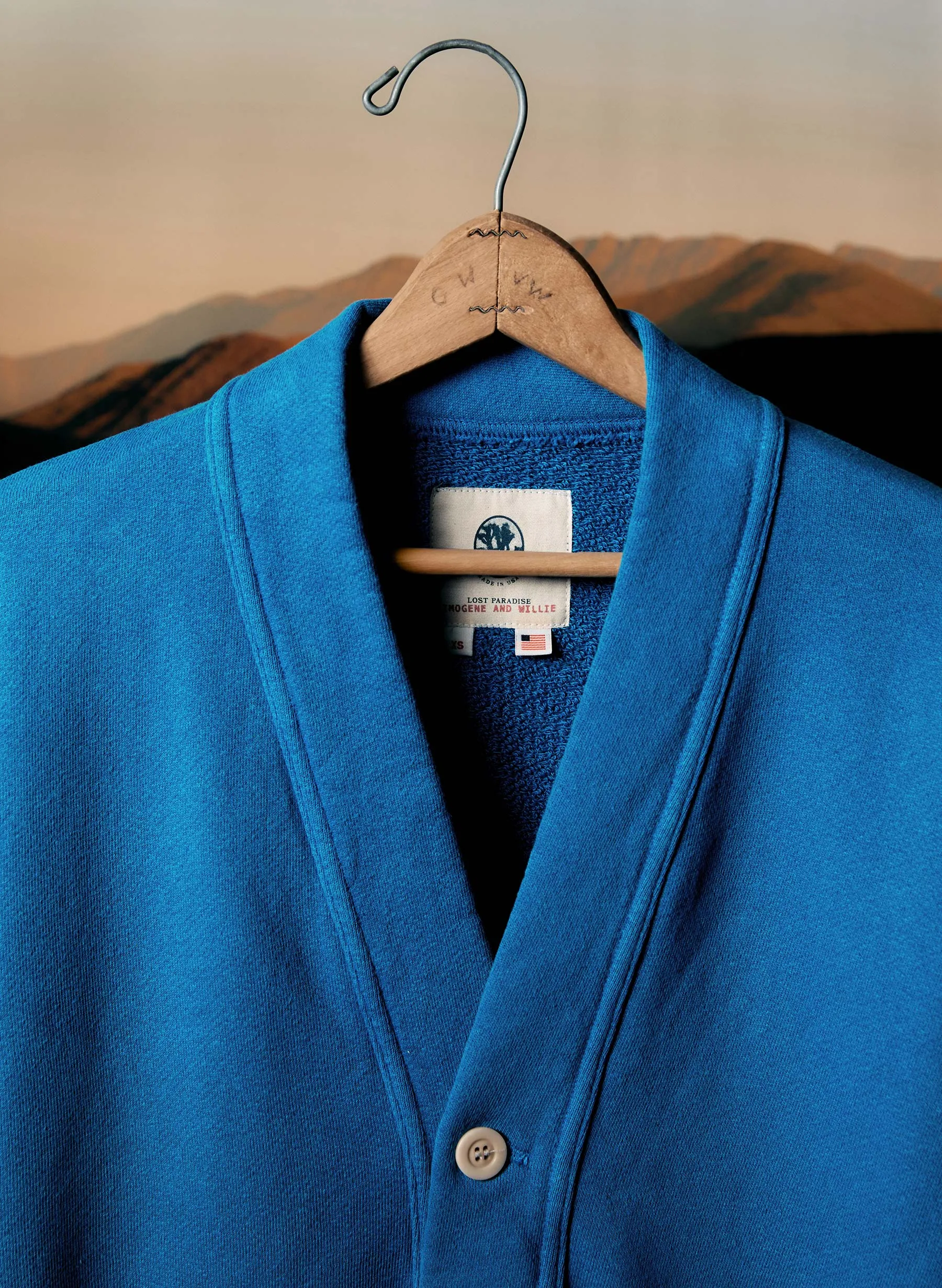 knit fleece cardigan in klein blue sold by Imogene + Willie product image thumbnail 2