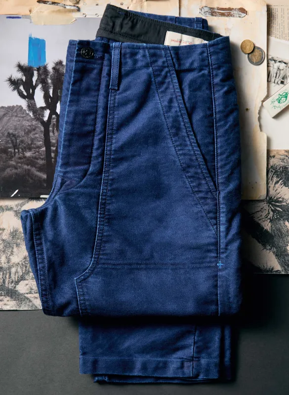 hencye moleskin workpant in indigo sold by Imogene + Willie