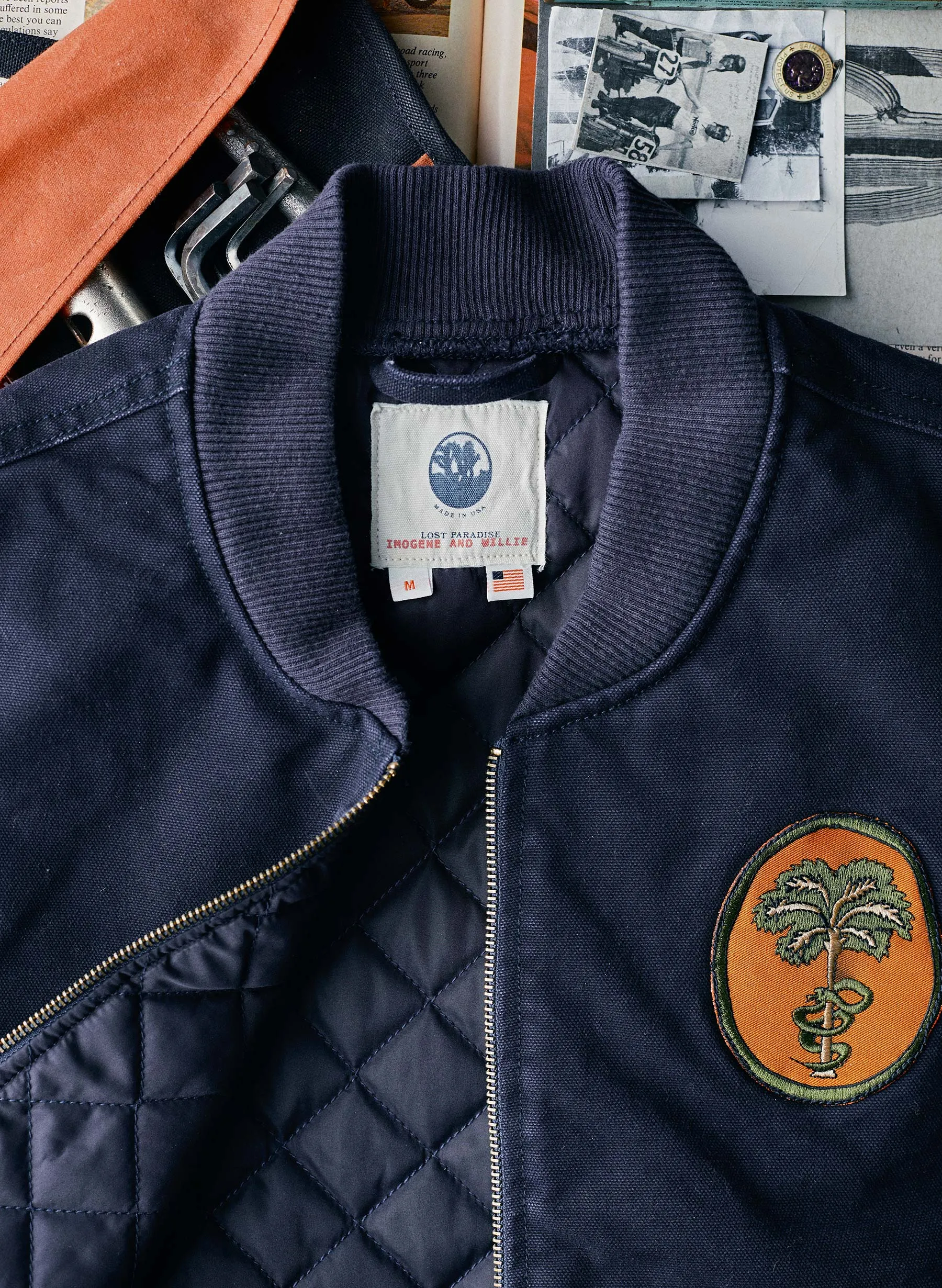 quilt lined canvas utility vest sold by Imogene + Willie