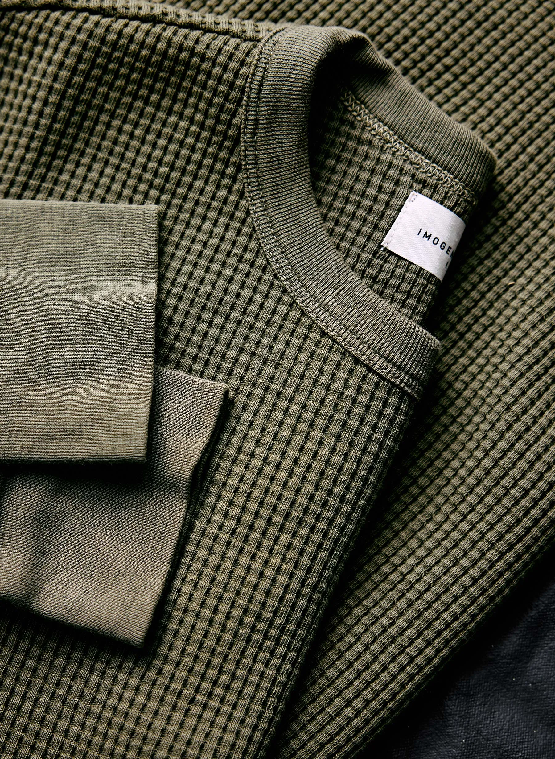 the long sleeve thermal crew in olive sold by Imogene + Willie product image thumbnail 4