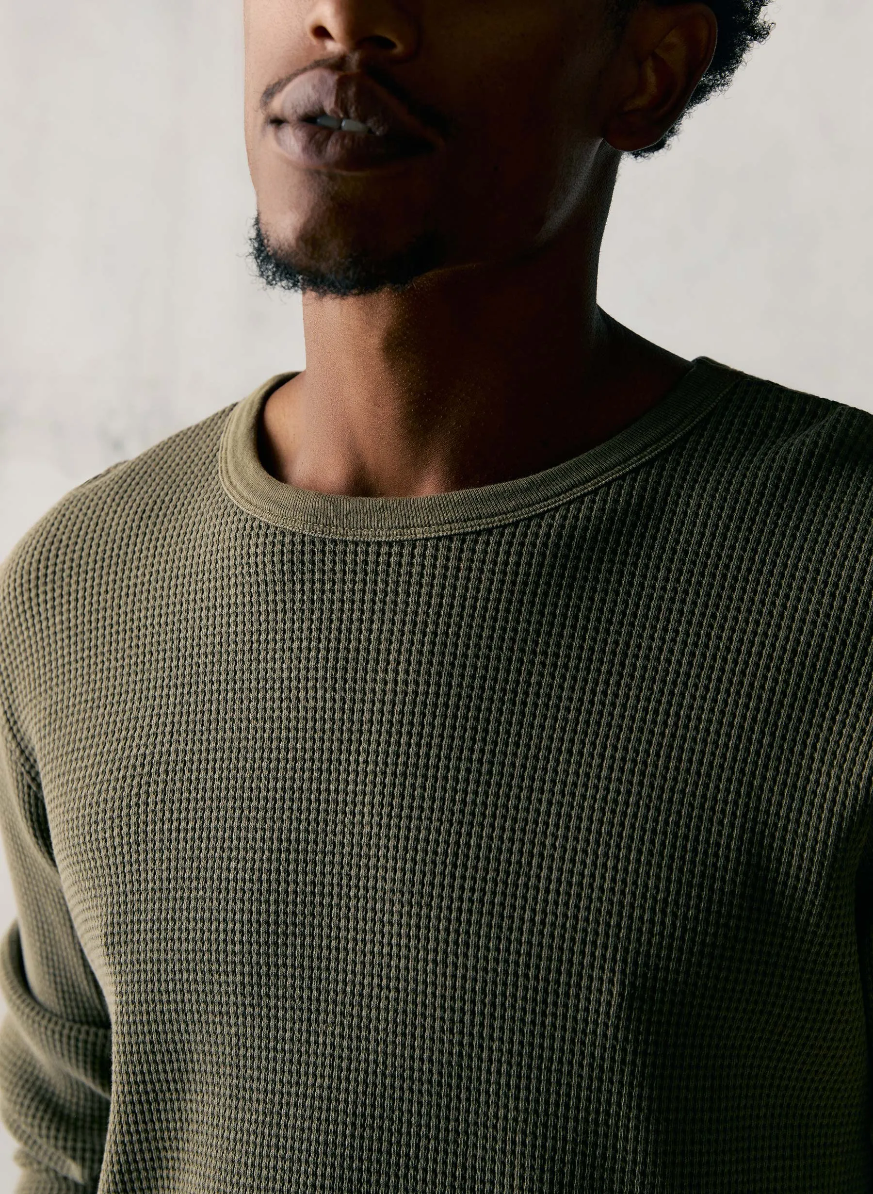 the long sleeve thermal crew in olive sold by Imogene + Willie product image thumbnail 5