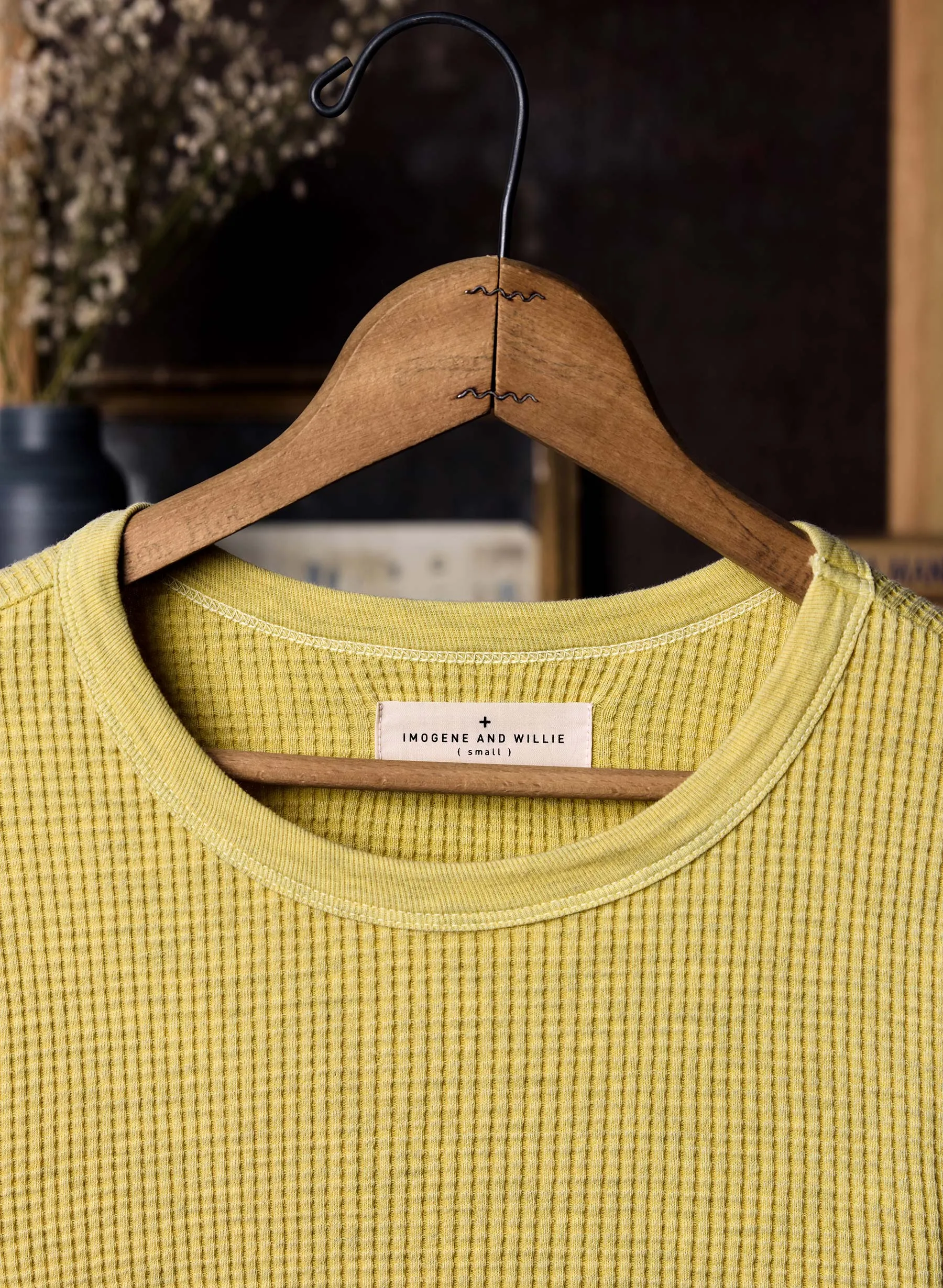 the waffle thermal crew in faded yellow sold by Imogene + Willie product image thumbnail 2